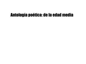 Antología poética: de la Edat Media