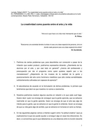 Creatividad, puente entre el arte y la vida