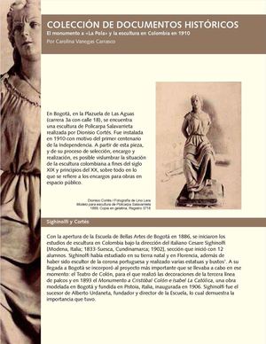 COLECCION DE DOCUMENTOS HISTORICOS - EL MONUMENTOS A (LA POLA) Y LA ESCULTURA EN COLOMBIA 1910