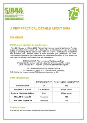 SIMA 2013 - Useful Information