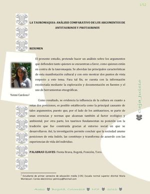 ANÁLISIS COMPARATIVO DE LOS ARGUMENTOS DE ANTITAURINOS