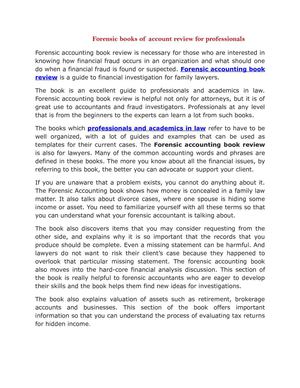 Forensic books of account review for professionals