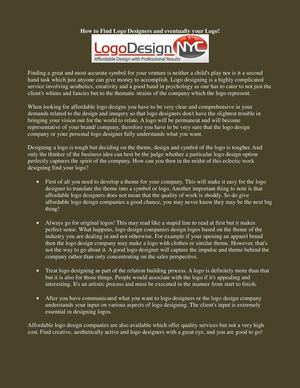 How to Find Logo Designers and eventually your Logo! 