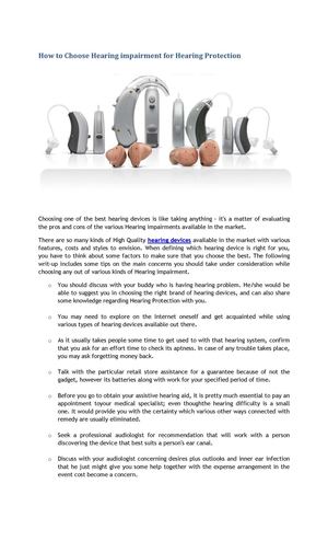 How to Choose Hearing impairment for Hearing Protection