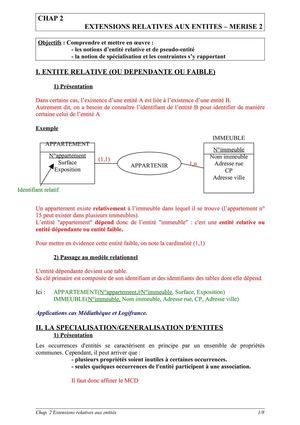 P10 - Extensions relatives aux entites