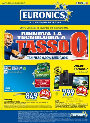 Volantino Euronics gruppo Cerioni dal 15/11 al 6/12/2012