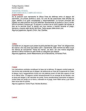 FÚTBOL: Posiciones en el campo.