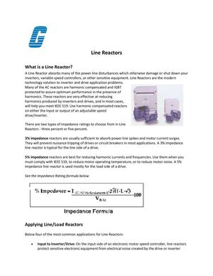 Line Reactors - How To Apply A Load and Line Reactor