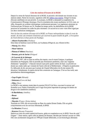 Liste des stations d'écoutes de la DGSE