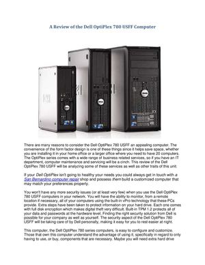 Understanding Of The Dell OptiPlex 780 USFF Will Work For You