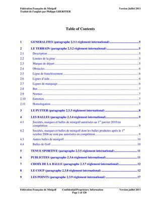 Règlement Sportif de la Fédération Française de MiniGolf