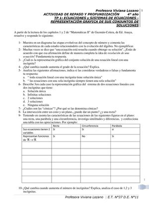 CUESTIONARIO ECUACIONES Y SISTEMAS- 4°1°- 2012