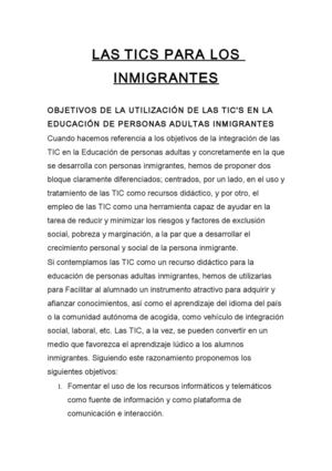 Las TICS en la inmigración