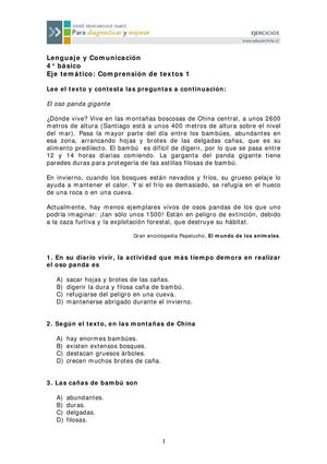 Textos de comprensión lectora 