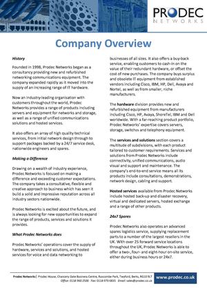 Prodec Networks Company Overview