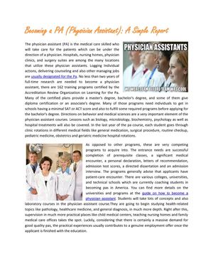 A Detailed Report Becoming a Physician Assistant