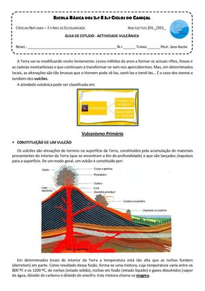 Guia de estudo - Atividade vulcânica