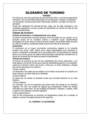 GLOSARIO DE TURISMO