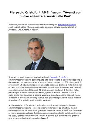 Pierpaolo Cristofori, AD Infracom “Avanti con nuove alleanze e servizi alle Pmi”