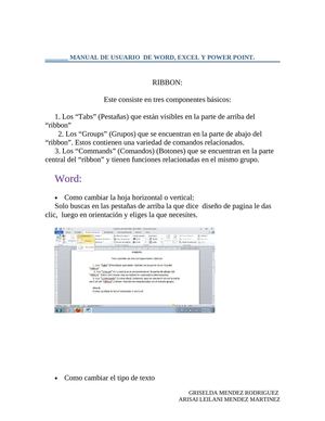 MANUAL DE USUARIO  DE WORD EXCEL Y POWER POINT
