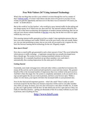 Free Web Visitors 24/7 Using Autosurf Technology