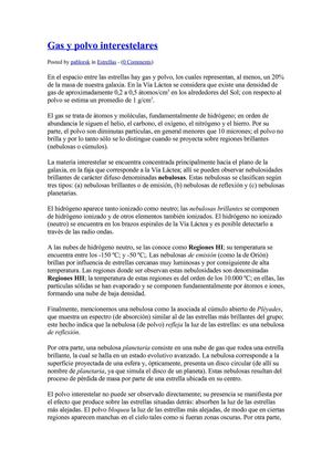 Gas y polvos interestelares