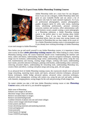 What To Expect From Adobe Photoshop Training Courses