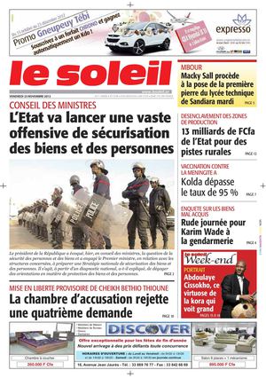 Edition du 23 Novembre 2012