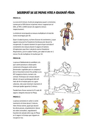 DESCRIPCIÓ DE LES PROVES FETES A E.F.