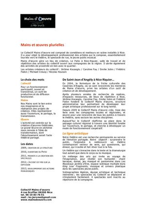 Presentation collectif Mains D'Oeuvre