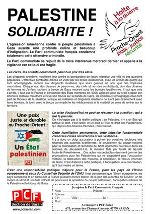 Tract du PCF Saran sur la Palestine
