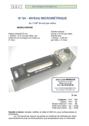 ED - Niveau micrométrique au 1/100e de mm par metre