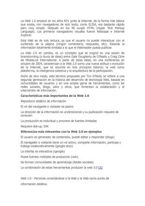 1.- Definición, características, ventajas y desventajas de Internet 1.0 e Internet 2.0.