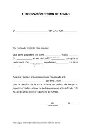 Autorización Cesión Armas