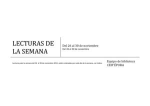 LECTURAS PARA LA SEMANA DEL 26 AL 30 DE NOVIEMBRE
