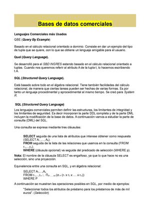 Base de Datos Comercial y Cientifico
