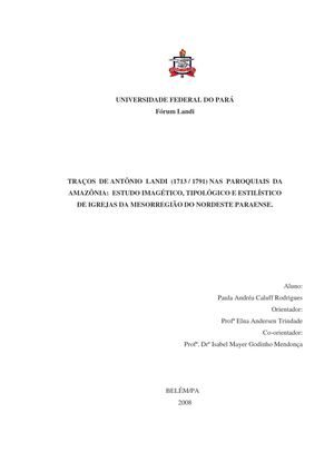 Traços de Antonio Landi Nas Paroquias Da Amazonia