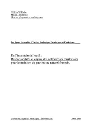 Les ZNIEFF, de l'inventaire à l'outil