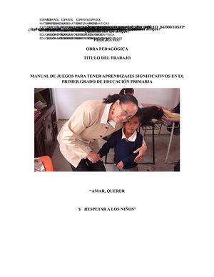Manual de juegos para tener aprendizajes significativos en el primer grado de Educación Primaria