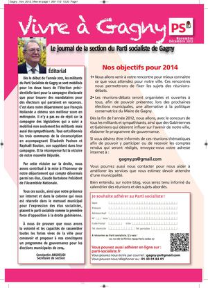 Vivre à Gagny numéro de décembre 2012