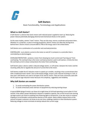Soft Starters - Basic Functionality, Terminology and Applications