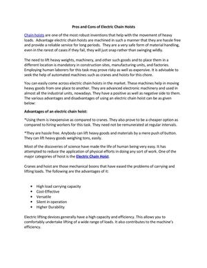 Pros and Cons of Electric Chain Hoists