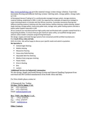 Material storage system- storage solutions: Shelves, Pallet Racking, Plastic Pallets in UAE 