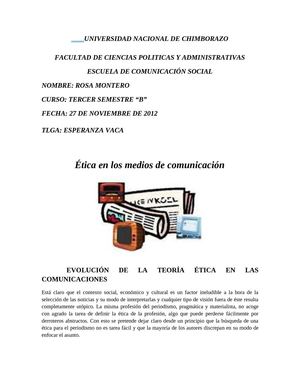 ETICA EN LOS MEDIOS DE COMUNICACION