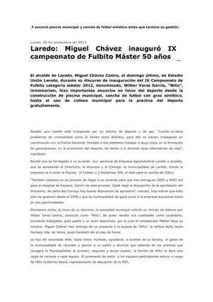 INAGURACION DE CAMPEONATO MASTER 2012