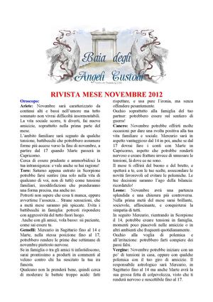 RIVISTA BAIA DEGLI ANGELI CUSTODI USCITA MESE NOVEMBRE