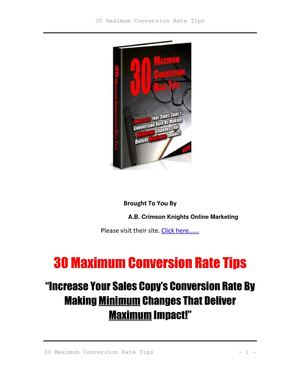 30 Maximum Conversion Rate Tips
