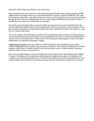 Orlando FL Mold Inspection