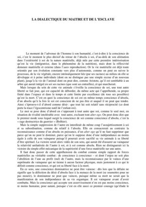 La dialectique du Maître et de l'Esclave