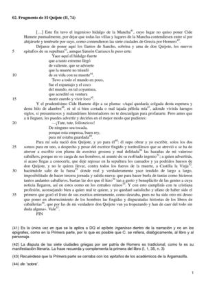 Propuesta fragmento comentario El Quijote 